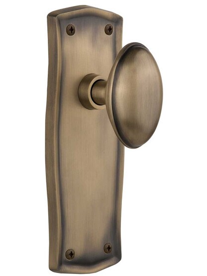 Prairie Door Set with Oval Knobs - No Keyhole in Antique Brass .